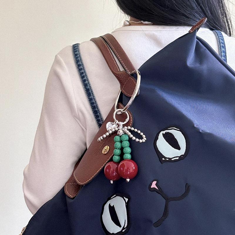 Bow Cherry Keychains Backpack Pendant Creative Phone Case Key Chain Couple Backpack Pendant Gifts
