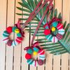 Hand-Knitted Balls Christmas Wreath DIY Knitted Small Wreath Ornament with Mini Jingle Bell for Winter Holiday Home Window Xmas Tree Decor