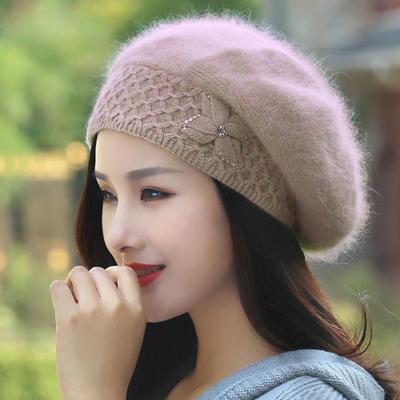 Rabbit Hair Hat for Women Winter Thickened Warm Ear Protection Knitted Wool Hat Korean Fashion Beret Hats Trend