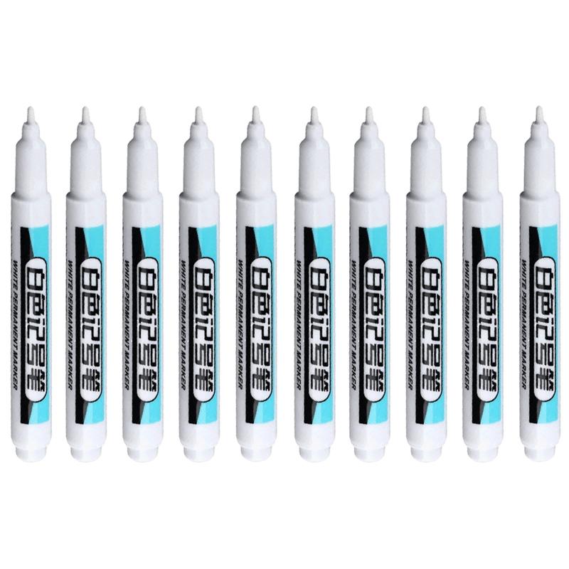 1-20Pcs White Permanent Marker Pens 0.7/1.0/2.5MM Markers Paint Pen For Plastic Leather Glass Stone Metal Art Painting Supplies