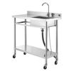 VEVOR Stainless Steel Utility Sink, Rolling Single Bowl Commercial Kitchen Sink with Wheels, Faucet and Hot & Cold Water Pipe