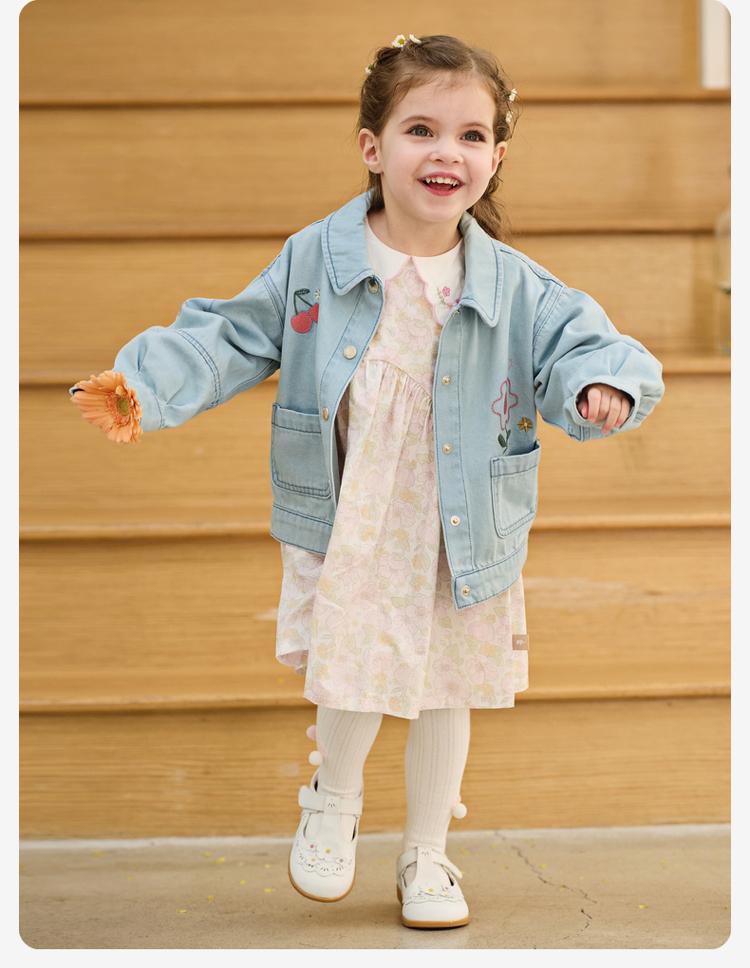 Davidella Girls' Long-Sleeved Dress for Spring