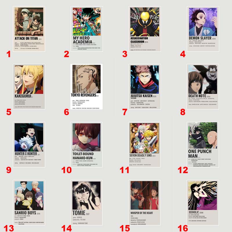 Demon Slayer White Paper Poster Classic Japan Anime Series Art Cartoon Painting Sticker for Home Bar Art Wall Decorative Mural