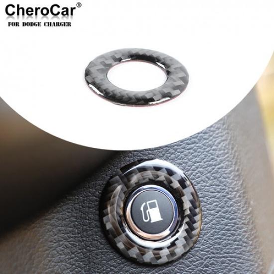 Fuel Gas Tank Switch Trim Cover Inner for Dodge Charger 2015+ Soft Carbon Fiber