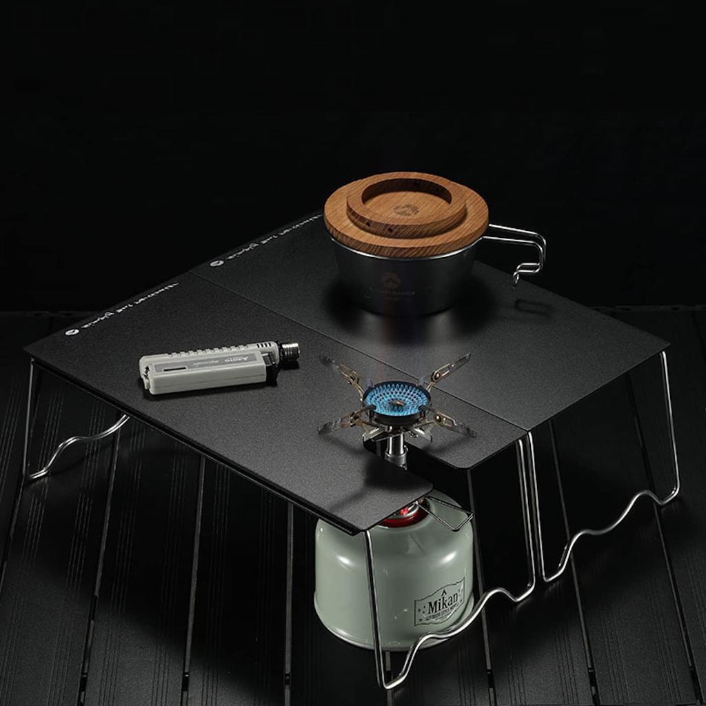 CAMPING MOON Solo Kitchen Single Burner Soto Windmaster Amicus Compact Stove Heat Insulation Table Solo Table Aluminum Table with Storage Bag Camping