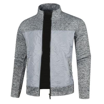 Men's Autumn Jacket Stand Collar Patchwork Slim Fit Zip Up Casual Streetwear Men Coat