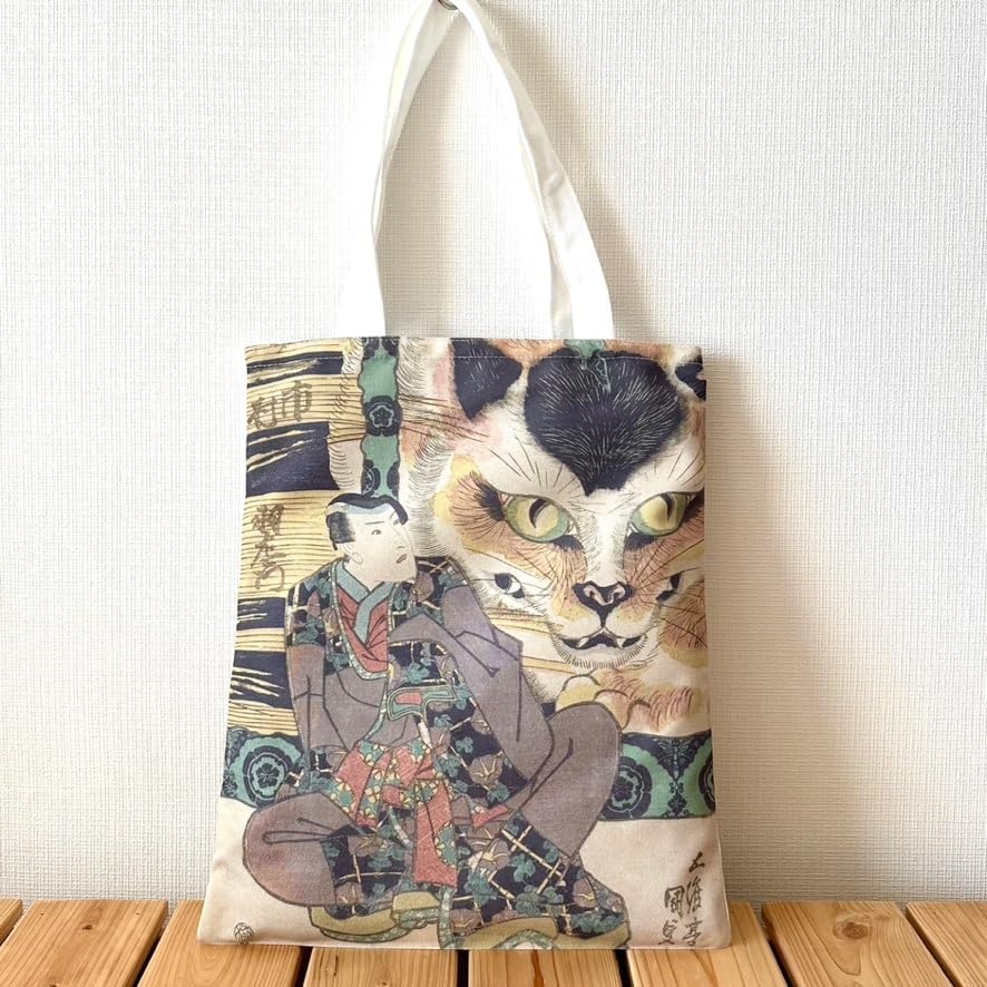 [Kyushu Art] Ukiyo-e Tote Bag, Full Size, Japanese Style, Simple, Edo Period, by Artists (Utagawa Kunisada, Inaba Nosuke, Ichimura Uzaemon)