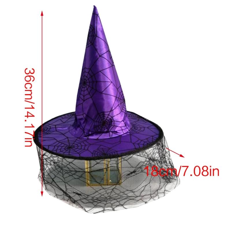 Witch Hat Masquerade Ribbon Wizard Costume Top Pointed Caps Cosplay Props Party