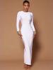 Luxury Beaded Round Neck Backless Bandage Dress - Slim Fit Bodycon Long Dress for Women