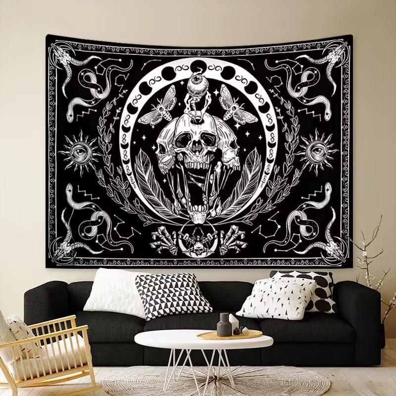 

Dark Aesthetic Background Tapestry, Gothic Queen Skeleton Stars for Feature Wall Room Decoration 40X60cm