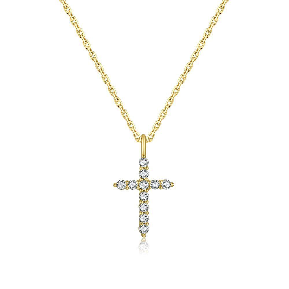 Classic Copper Zircon Cross Necklace For Fashionable Women Gift For Mothers Day