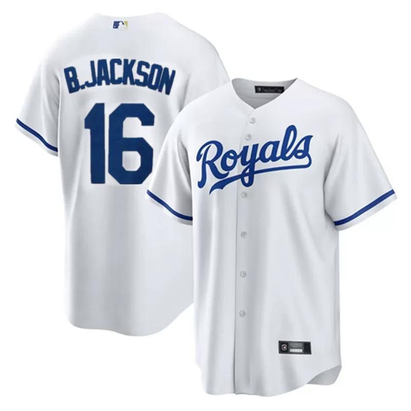 Embroidered Kansas City Royals Kansas City Royals No. 16 Jackson Jersey Baseball Uniform 3XL, 115KG белый