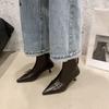 Pointed Toe Stiletto Heel Booties 2025 Autumn and Winter New Belt Buckle Sexy French Celebrity Temperament Fashion Boots