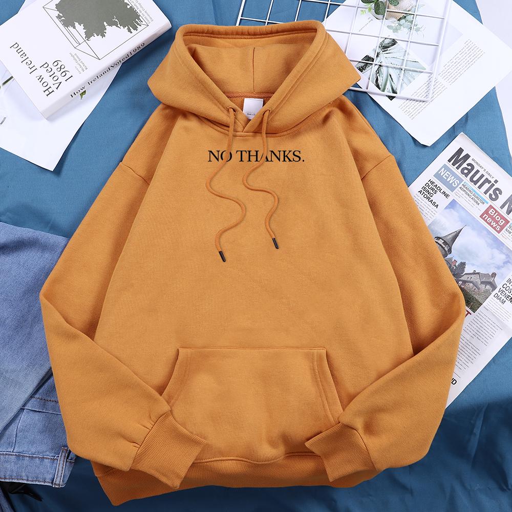 No Thanks Printed Hoodies Women Casual Loose Oversized Hooded Fashion Sports Sweatshirts Fleece Comfortable All Match Clothes