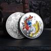 Hot Chinese Fu Koi Commemorative Coin Gold Coin Good Luck To You Color Carp Medal Silver Coins Embossed Metal Craft Badge Gift