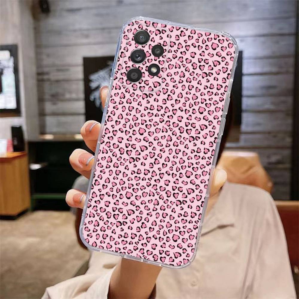 

Pink Leopard Pattern Phone Case For Samsung Galaxy A,71,70,52,51,40,31,50,50S,30S,21S,12,10,Note20ultra Transparent Cover samsunga52