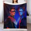 Captain Man and Kid Danger Throw Blanket Plaid Flannel Fabric for Bed or Sofa Home Decor