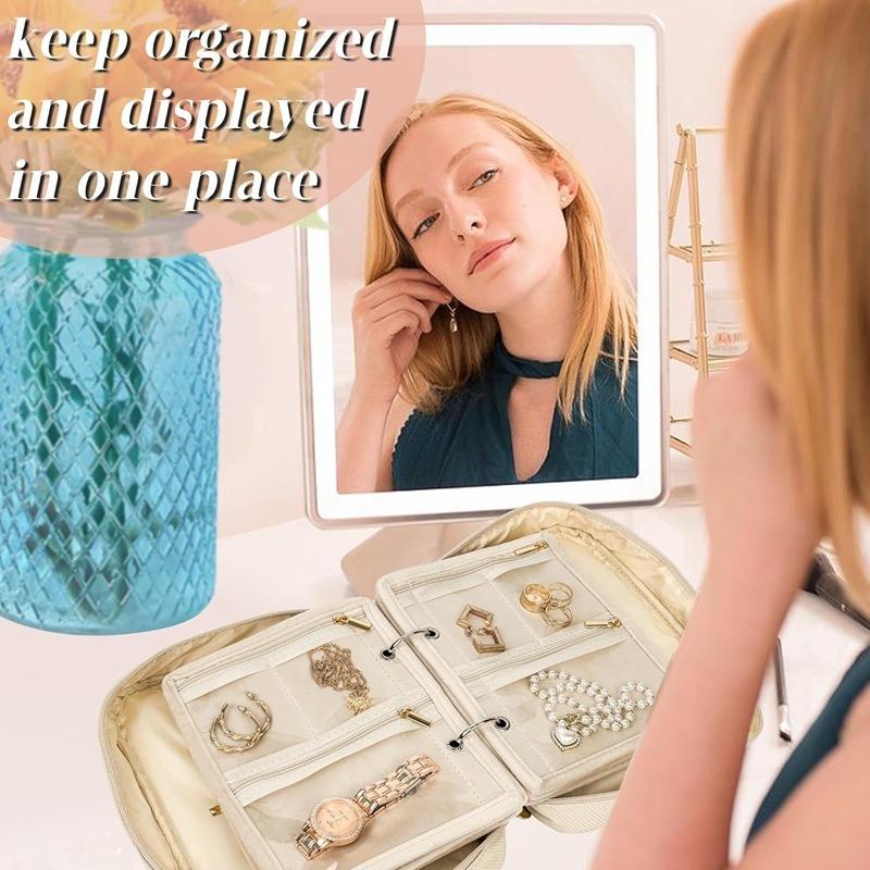 Foldable Jewelry Storage Organizer Bag Travel Jewelry Case Transparent Pouches for Necklaces, Bracelets Rings Watches Travel Use