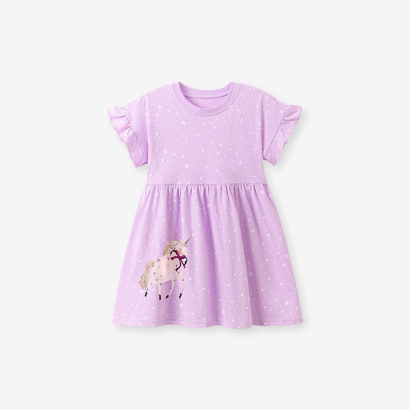 Little Maven New Girls  Dress Summer Short-Sleeved Kidsren s Dress Cute European and American Girls  Princess Dress S 3231 6Y (130cm)