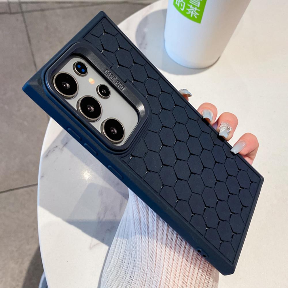 Camera Stand Holder Cooling Soft Case for Samsung Galaxy S24 Ultra S23 Plus S23 FE A55 A54 A34 A35 Honeycomb Bumper Phone Cover