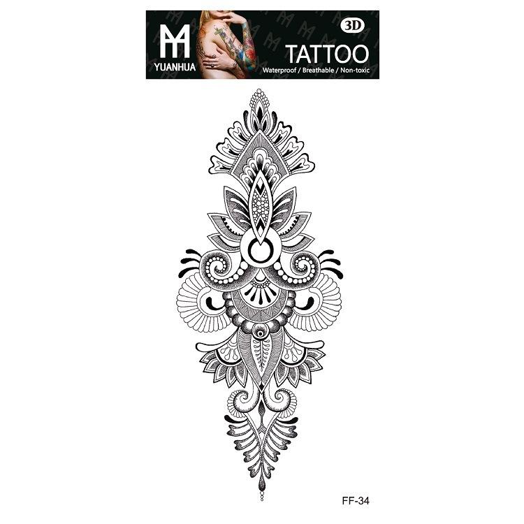 Plain Flower Bohemian Blue Rose Mermaid Waterproof Tattoo Sticker Simulation Water Transfer Sample Sticker