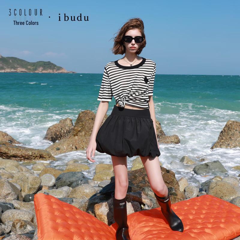 Sancai Women s Striped Short Sleeve Knit Top XL