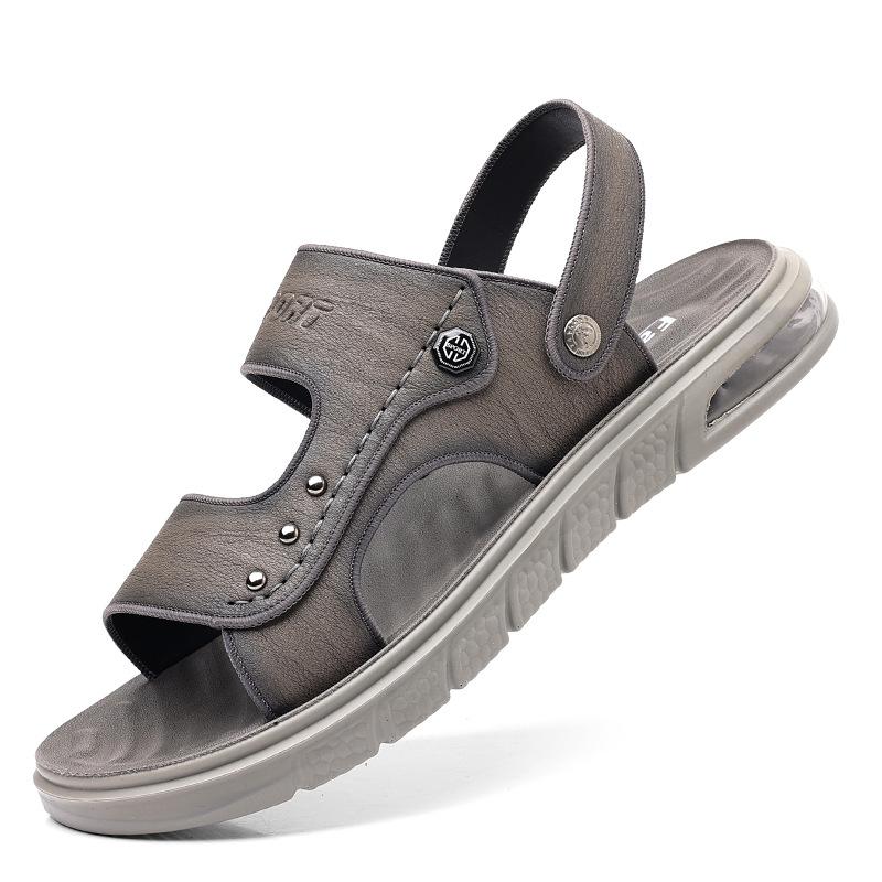 

Мужские сандалии 2025 лето дышащие мягкая подошва повседневная пляжная обувь износостойкие нескользящие двойного назначения крутые шлепанцы мужские 2025 38 серый