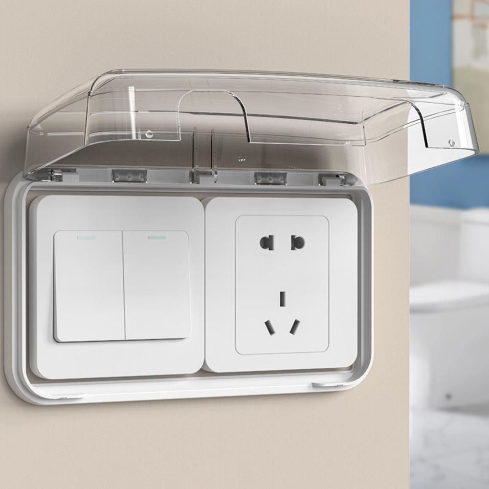 Durable 86 Type Switch Protective Cover Self-Adhesive Splash-Proof Electric Plug Cover Power Outlet Waterproof Plug Box for Home