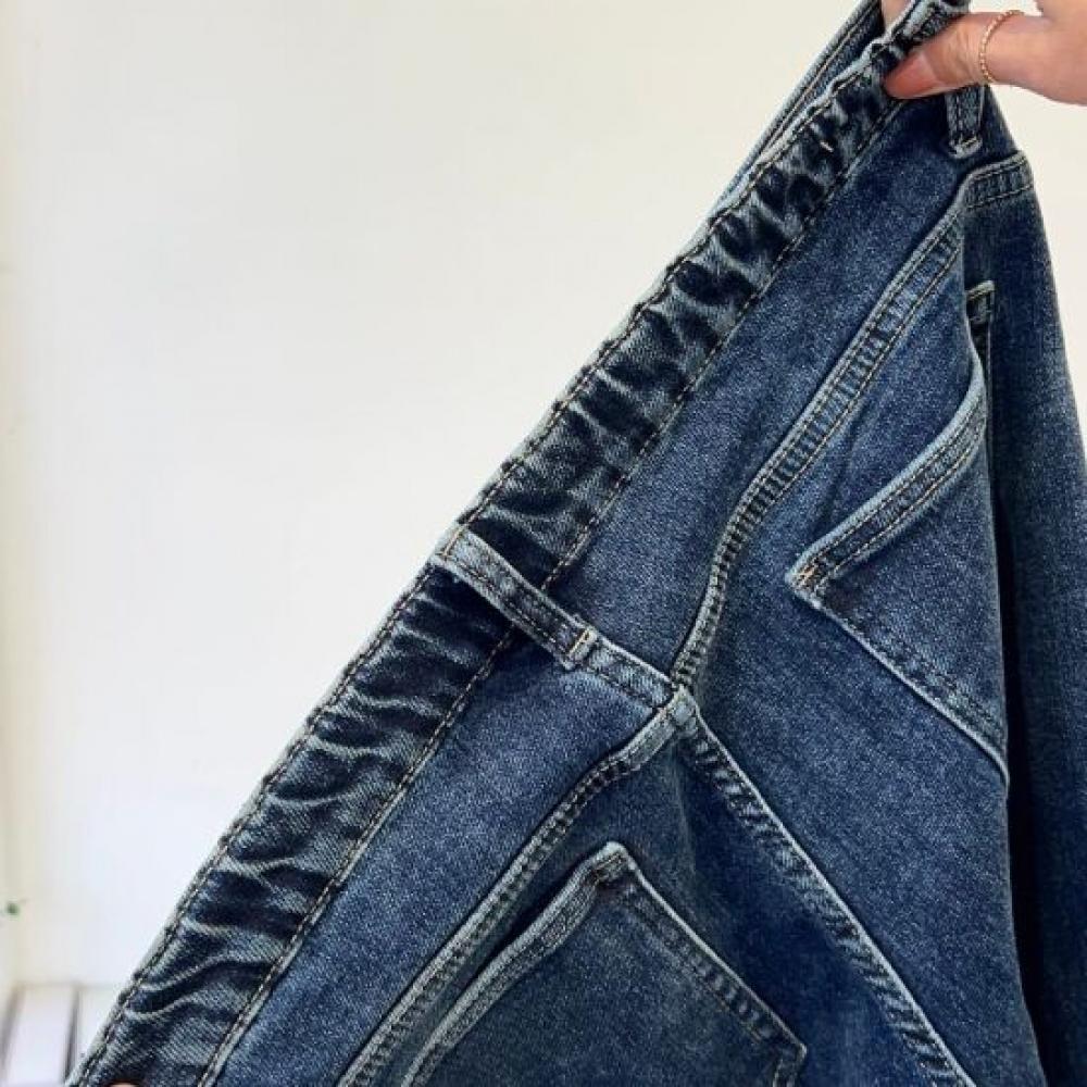 Dabimong Women Hane Fleece Stretch Banding Wide Jeans S2xl