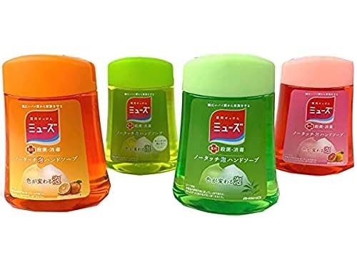 Muse No-Touch Foaming Hand Soap Refill Set (Fruity Fresh/Kitchen/Green Tea/Grapefruit) 250ml x 4 Medicated Soap