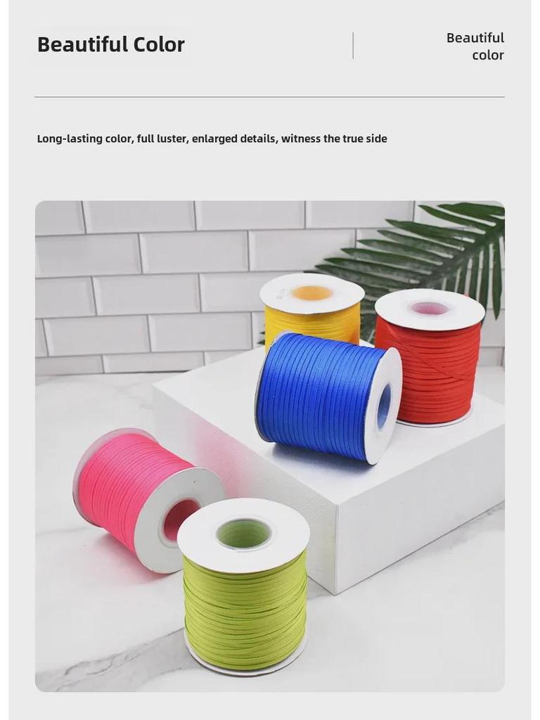 3mm High-Density Ribbed Bookmark Ribbon, Customizable 0.3cm Thin Webbing for DIY, Craft, or Clothing Use.