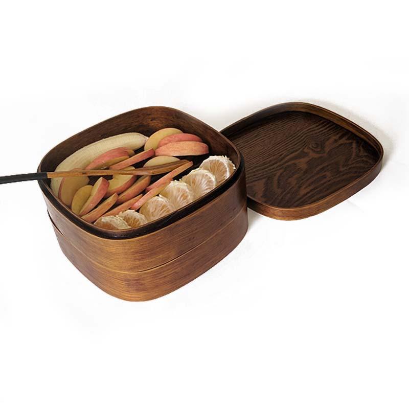Solid wood double big bento box lunch box sushi box picnic hotel fast food white glue white for storage break meal box | breakfast boxes