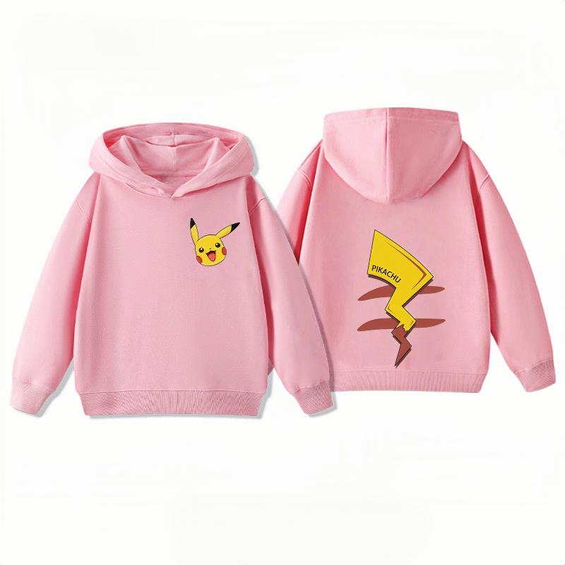 Potdemiel Cute and Fun Pikachu Print Children's Sweatshirt Boys and Girls Clothing Autumn and Winter Warm Children's Hoodie