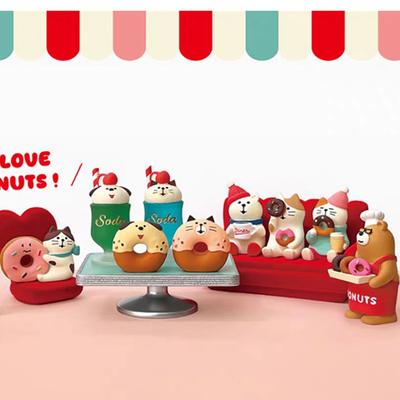 1pc Japanese Cat Grocery ZAKKA Donut Bread Food Fun INS Baking Coffee Shop Themed Decoration Furniture Ornaments Collection Toy
