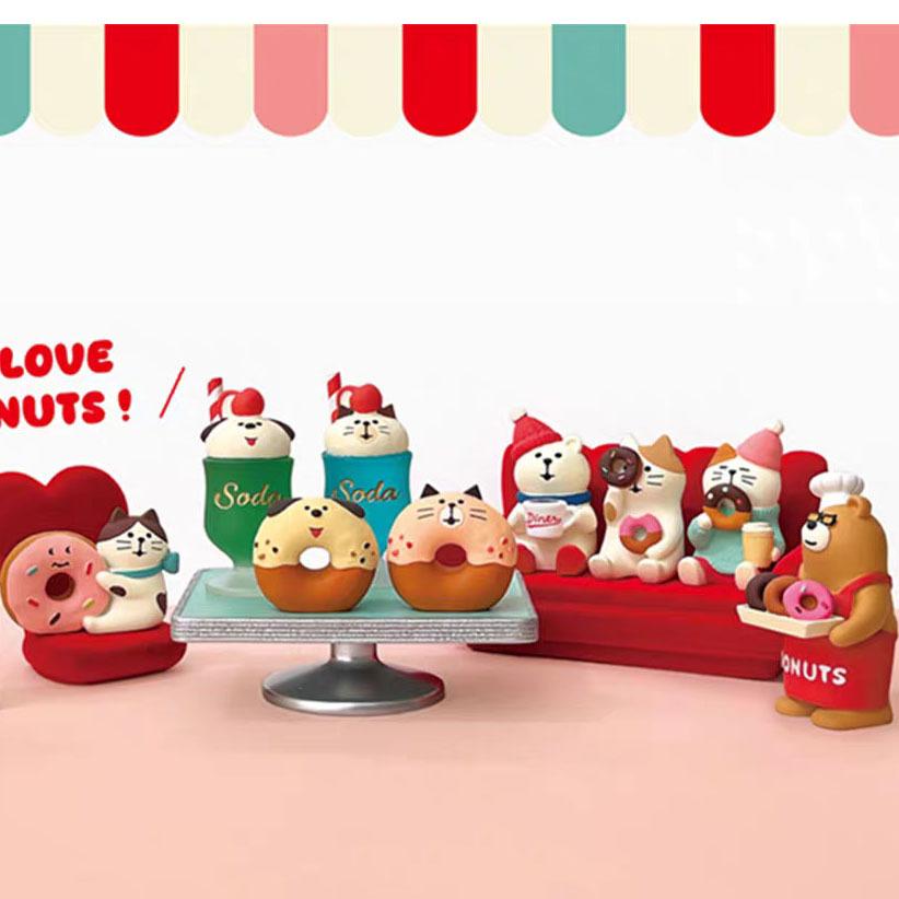 1pc Japanese Cat Grocery ZAKKA Donut Bread Food Fun INS Baking Coffee Shop Themed Decoration Furniture Ornaments Collection Toy