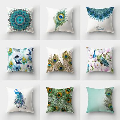 Peacock Feather Printed Pattern Cushion Cover for Home Living Room Sofa Car Bedroom Decoration Pillow Cover