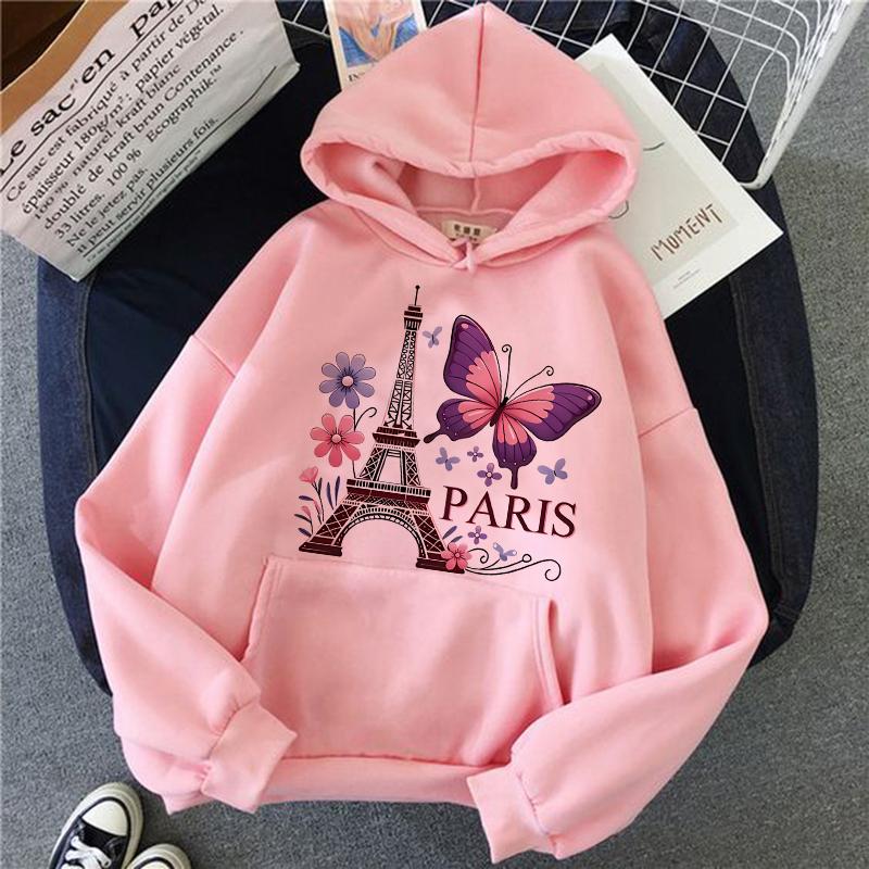 Fashion Bonjour Paris Text Print Hoodies 2025 Casual Vintge Y2k Sweatshirts Clothes Women Men Graphic Gothic Pullovers Hooded