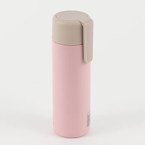 Pearl Metal HB-6259 Slim Stainless Steel Water Bottle with Clip, 130ml Capacity, Hot/Cold Insulation, Pink, Cafe Mug