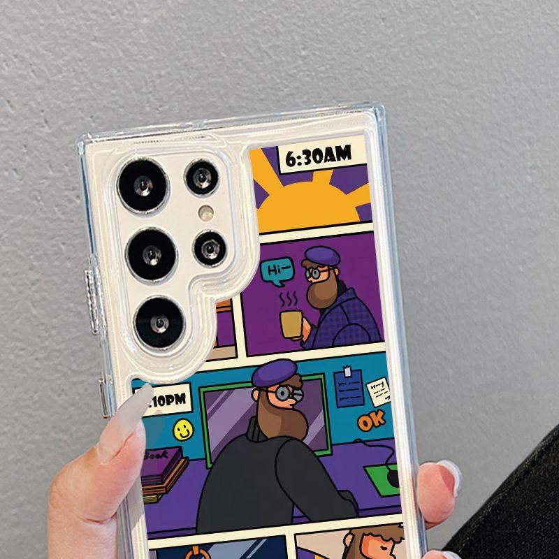 Handyhülle mit Zeichentrickfigur für Samsung S24ultra-Transparente Acryl-Hartschale Stoßfest Kreative Hülle für Samsung S24/S23/S22/S21/Ultra/Plus