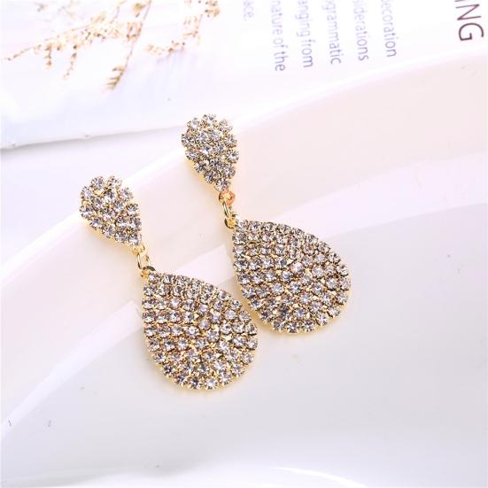 Women Creative Charm Water Drop Shaped Earrings Rhinestone Decoration Jewelry