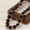 New black beaded collarbone chain Maillard style light luxury elegant three-dimensional versatile necklace