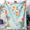 Chic French Floral Art Blanket Series Fleece Blanket Quality Warm Cozy Blanket for Home Travel Office Multifunction Decor
