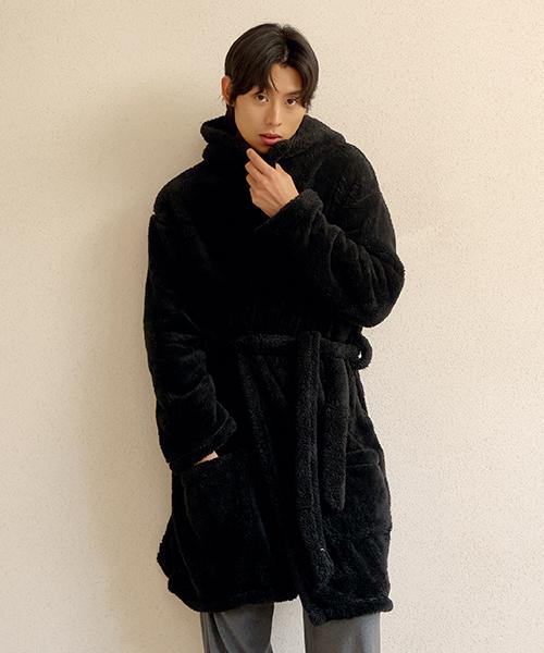 [Marn5] Heat Touch Hooded Long Fleece Couple's Sleep Robe [Shipped from Korea] 100% Authentic