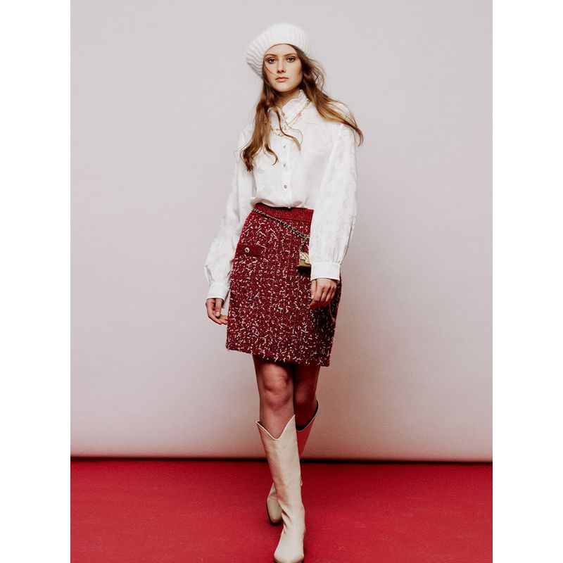 

Blacknini/ New Year Merino Wool Snowflake Butterfly Yarn Knitting Cardigan/Skirt Skirt M