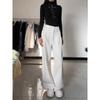 Small White Denim Female Ins Sexy Style Minimalist Mop Straight-Leg Trousers Loose Drooping Wide-Leg Pants