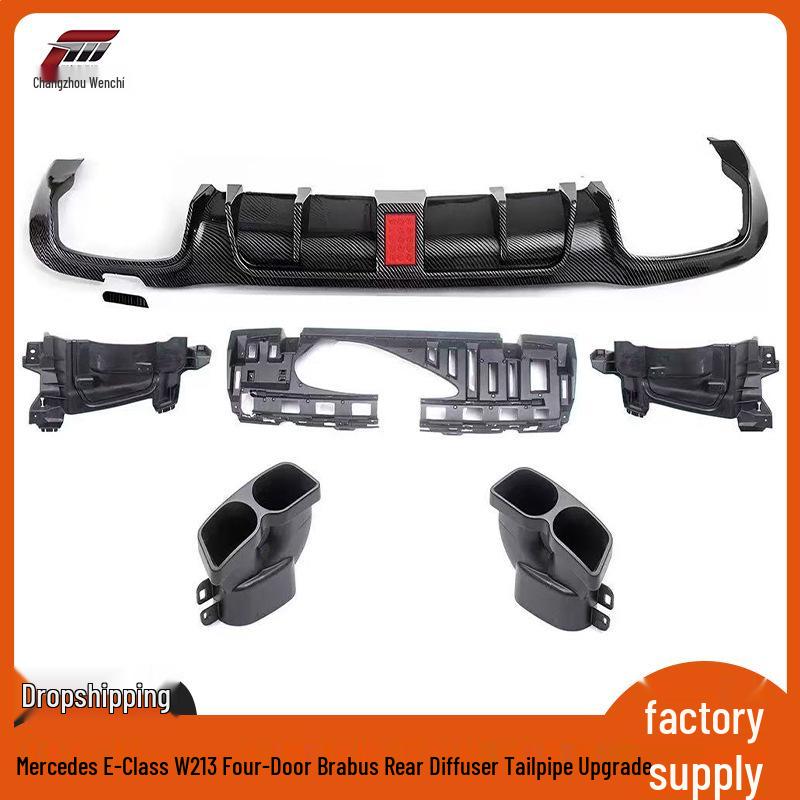 Brabus Sport Rear Lip & Tailpipe Diffuser Kit for 2017+ Mercedes E-Class W213 Sedan