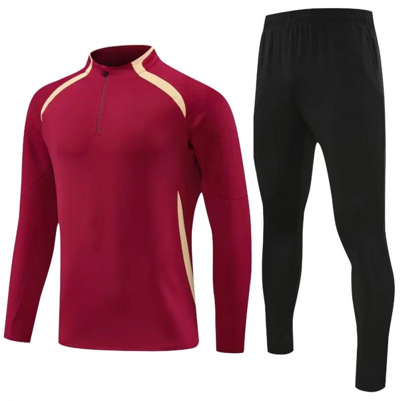 Mens Half-Zip Long Sleeve Soccer Training Jacket Set Winter Sportswear Basketball Football Practice