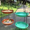 2 Tier Hanging Wild Bird Feeder Plastic Double Tray Bird Bath Water Bowl Outdoor Garden Tree Hanging Bird Seed Feeding Station