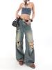 Oversized American Style Distressed Jeans for Women High Waisted Straight Leg Loose Fitting Jeans for Slimming and High Street Vibe Wide Leg Mop Pants