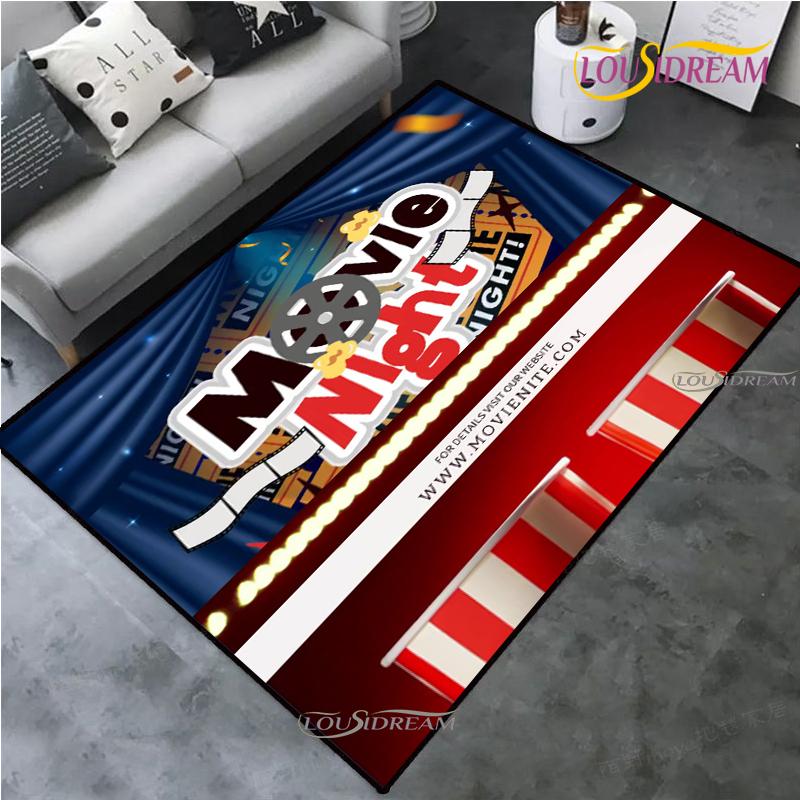Movie Night Clapboard Area Rug Home Theater Film Art Rugs Cinema Carpet Non-Slip Home Decoration for Bedroom Living Playing Room